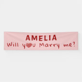 Wil je met me trouwen met Heart Red Pink Romantic  Spandoek (Horizontaal)