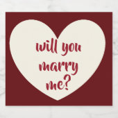 Wil je met me trouwen met het label Mousserende Wi Sparkling Wijnetiket (Enkel label)