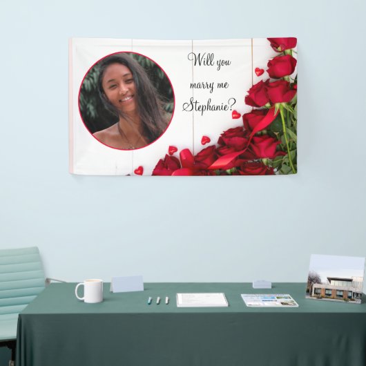 Wil je met me trouwen met Valentine dag rode rozen Spandoek (Beurs)