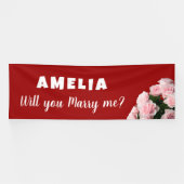 Wil je met me trouwen Pink Rose Romantic Proposal? Spandoek (Horizontaal)