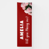 Wil je met me trouwen Pink Rose Romantic Proposal? Spandoek (Verticaal)