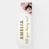 Wil je met me trouwen Pink Rose Romantic Proposal? Spandoek (Verticaal)