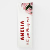Wil je met me trouwen Pink Rose Romantic Proposal? Spandoek (Verticaal)