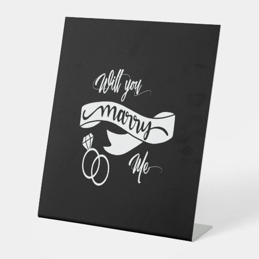 Wil je met me trouwen? reclamebord met voetstuk (Voorkant)