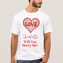 Wil je met me trouwen? | Red Love Heart Voorstel T-shirt