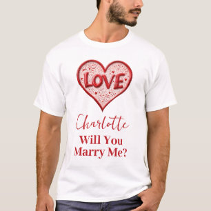 Wil je met me trouwen? Red Love Heart Voorstel T-shirt