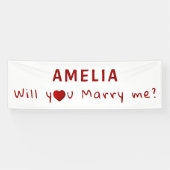 Wil je met me trouwen Rode Hart Romantisch Aanzoek Spandoek (Horizontaal)