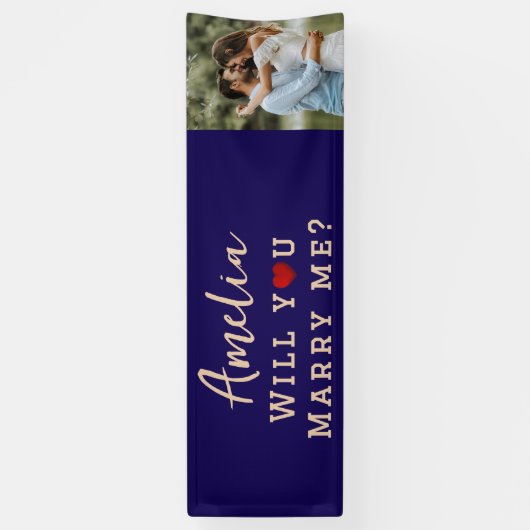 Wil je met me trouwen Romantisch voorstel Foto Spandoek (Verticaal)