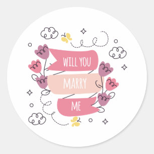 Wil je met me trouwen? ronde sticker