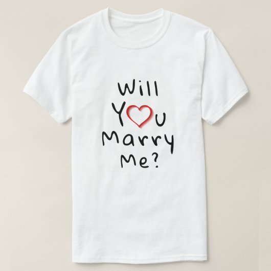 Wil je met me trouwen? Rood romantisch hart T-shirt (Design voorkant)
