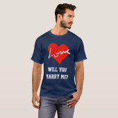 Wil je met me trouwen rood wit & blauw Valentijnse T-shirt (Voorkant volledig)