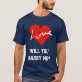 Wil je met me trouwen rood wit & blauw Valentijnse T-shirt (Voorkant)