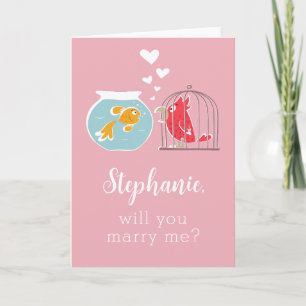 Wil je met me trouwen Schattige Parrot Golden Fish Kaart