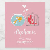 Wil je met me trouwen Schattige Parrot Golden Fish Wijn Etiket (Enkel label)