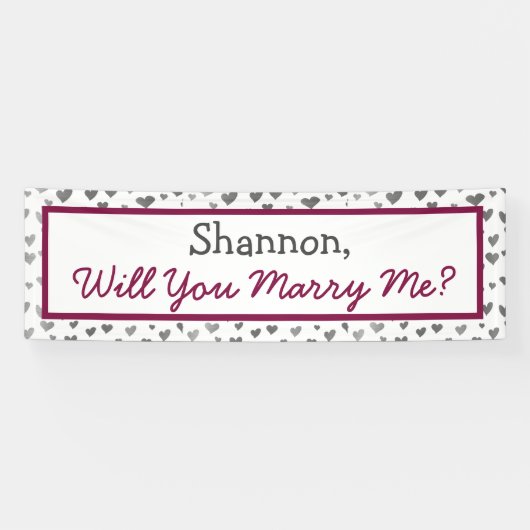 Wil je met me trouwen, Silver Hearts? Spandoek (Horizontaal)