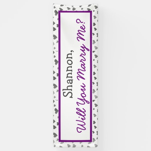 Wil je met me trouwen, Silver Hearts? Spandoek (Verticaal)