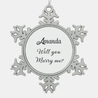 Wil je met me trouwen? tin sneeuwvlok ornament