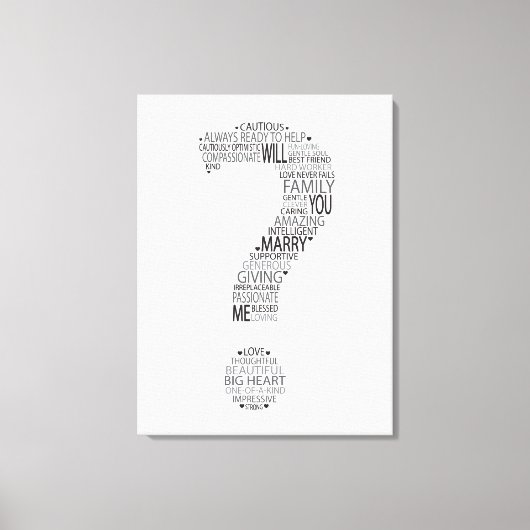 Wil je met me trouwen typografie? canvas afdruk (Voorkant)