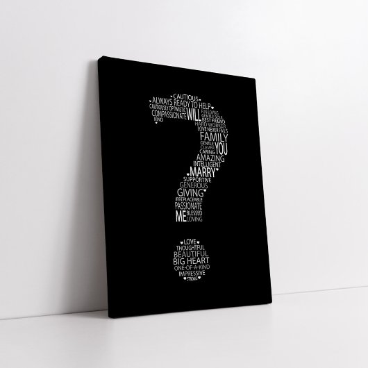 Wil je met me trouwen Typografie Zwart-wit Canvas Afdruk