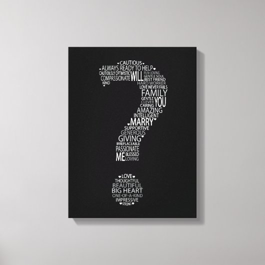 Wil je met me trouwen Typografie Zwart-wit Canvas Afdruk (Voorkant)