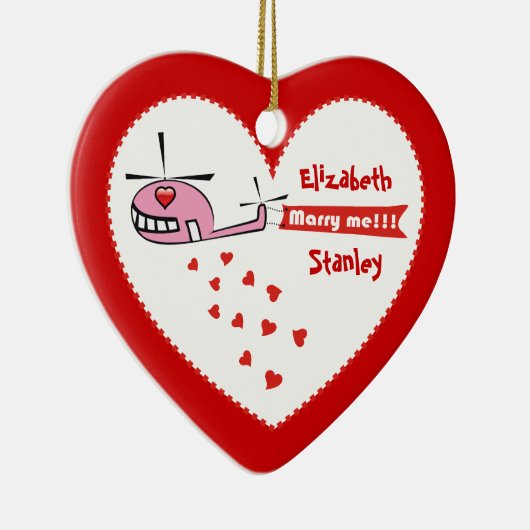 Wil je met me trouwen? Valentijnse helikopterliefd Keramisch Ornament (Rechts)