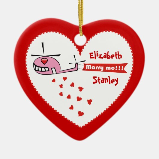 Wil je met me trouwen? Valentijnse helikopterliefd Keramisch Ornament (Voorkant)