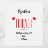 Wil je met me trouwen voor altijd wijnlabel set wijn etiket (Enkel label)