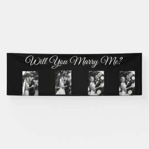 Wil je met me trouwen voorstel banner met 4 foto's