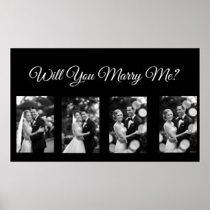 Wil je met me trouwen voorstel banner met 4 foto's poster