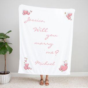 Wil je met me trouwen? Voorstel Pink Hearts Sherpa Deken