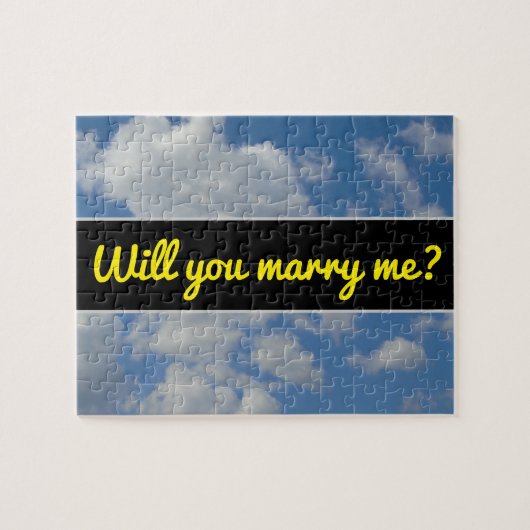 Wil je met me trouwen?; White/Grey Clouds en Blue Legpuzzel (Horizontaal)