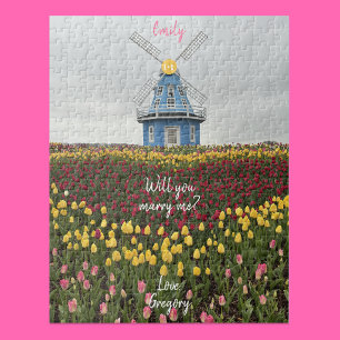 Wil je met me trouwen Windmolen Hart Puzzel