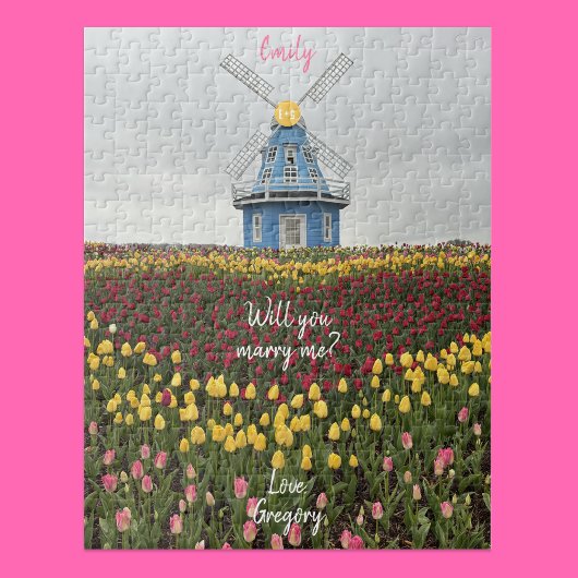 Wil je met me trouwen Windmolen Hart Puzzel