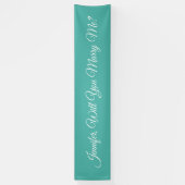 Wil je met me trouwen? Witte scripttekst, Teal Spandoek (Verticaal)