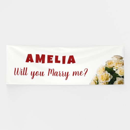 Wil je met me trouwen Yellow Rose Romantic Proposa Spandoek (Horizontaal)