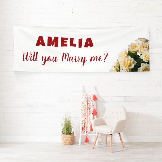 Wil je met me trouwen Yellow Rose Romantic Proposa Spandoek (Insitu)