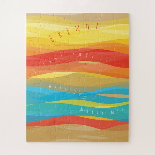 Wil je met me trouwen Zonny Waves Jigzaag Puzzle Legpuzzel (Verticaal)