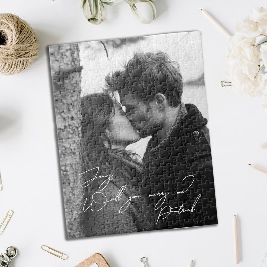 Wil je met me trouwen zwart-wit foto puzzel legpuzzel