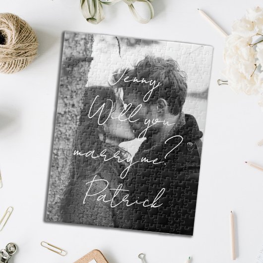 Wil je met me trouwen zwart-wit verticale puzzel legpuzzel