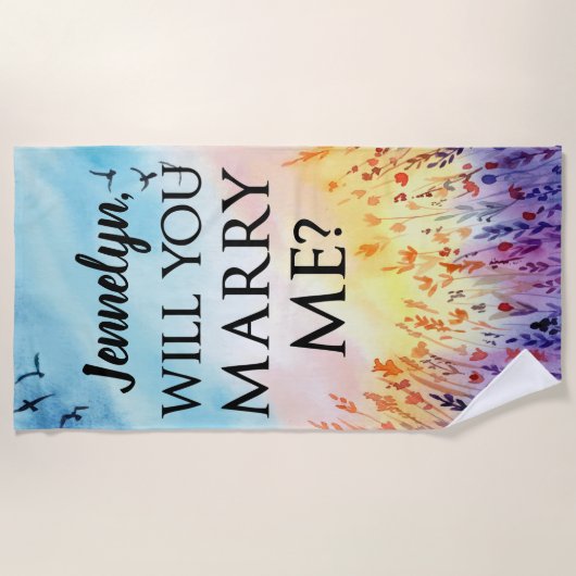 Wil je met mij trouwen - een speciaal huwelijksvoo strandlaken (Voorkant)