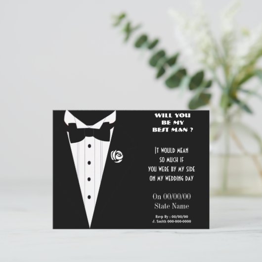 Wil je mijn beste man ? mijn bruidsjonkers zijn? uitnodiging briefkaart (Staand voorkant)
