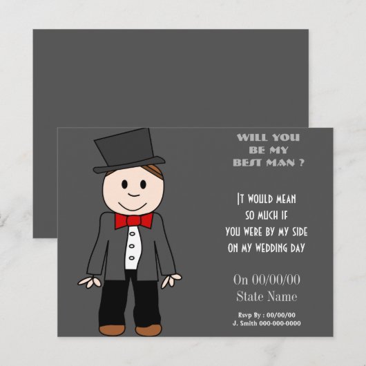Wil je mijn beste man ? mijn bruidsjonkers zijn? uitnodiging briefkaart (Voorkant / Achterkant)
