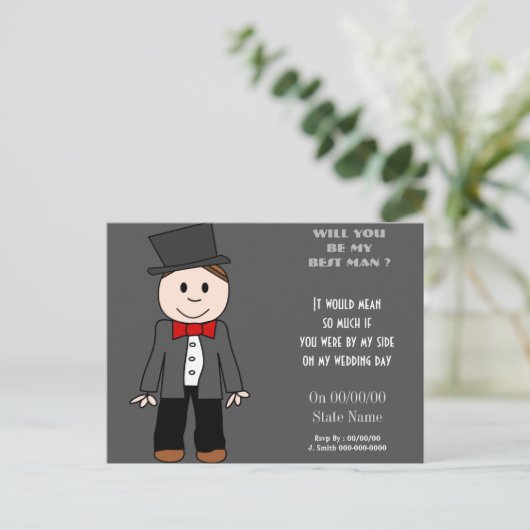 Wil je mijn beste man ? mijn bruidsjonkers zijn? uitnodiging briefkaart (Staand voorkant)