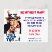 Wil je mijn beste man zijn, bruidsjonker? uitnodiging briefkaart (Voorkant)