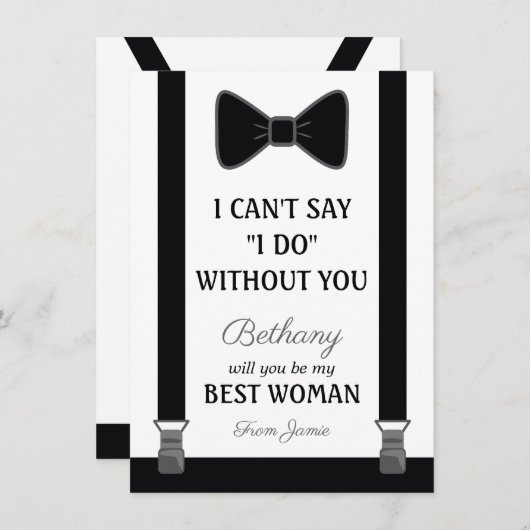 Wil je mijn beste vrouw zijn - Tuxedo Stropdas Bra Kaart (Voorkant / Achterkant)