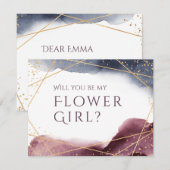 Wil je mijn bloemenmeisje paarse geometrische zijn kaart (Voorkant / Achterkant)