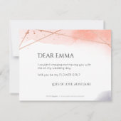 Wil je mijn bloemenmeisje roze gouden geometrisch  kaart (Achterkant)