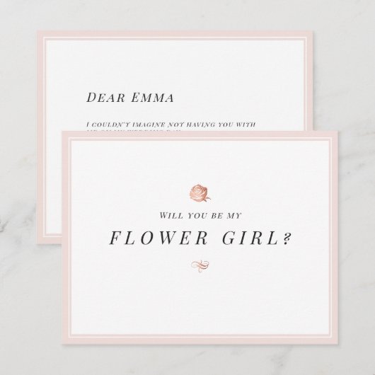 Wil je mijn bloemenmeisje zijn bloem minimalist kaart (Voorkant / Achterkant)