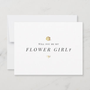Wil je mijn bloemenmeisje zijn bloem minimalist kaart