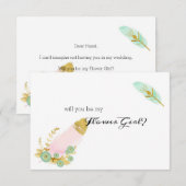 Wil je mijn bloemenmeisje zijn Boho Roze en Goud (Voorkant / Achterkant)